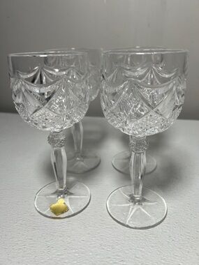 70's Nachtmann Eduard Crystal Wine Goblet Glasses Swag And Diamond Cut NEW